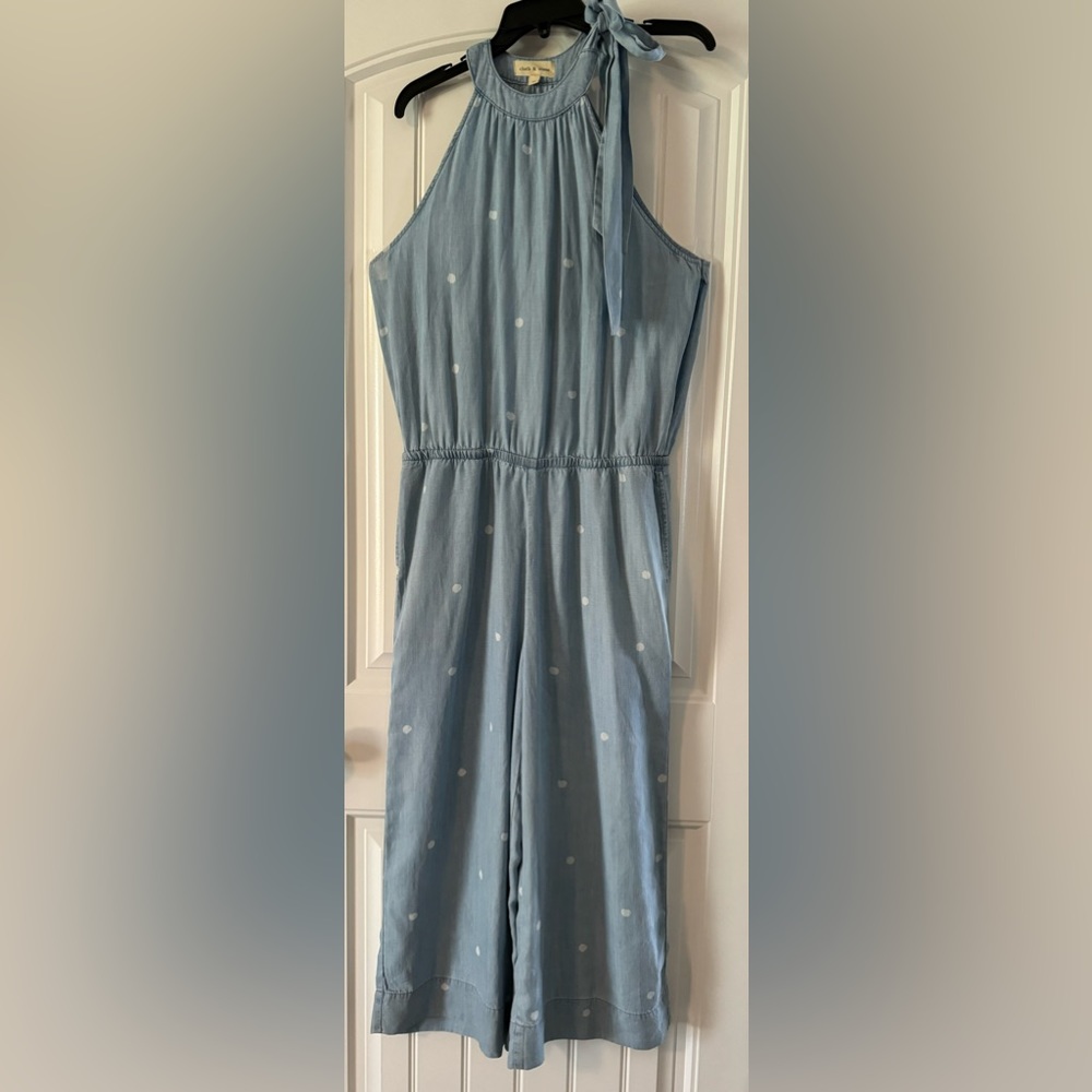 cloth & stone chambray sleeveless capris jumpsuit